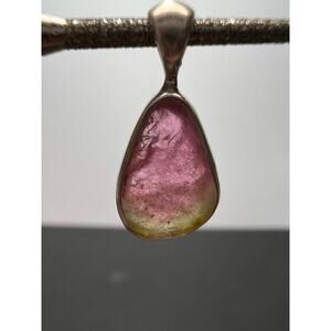 NEW Pink Watermelon tourmaline sterling silver pendant 1.24 grams